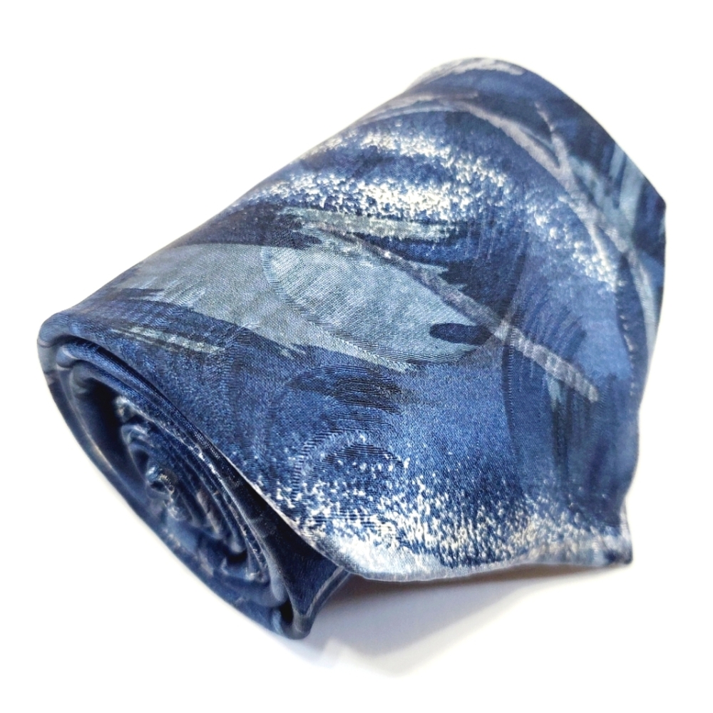 Dimitrius Necktie Blue Abstract Pattern Men's Silk Neck Tie 57x3.75"